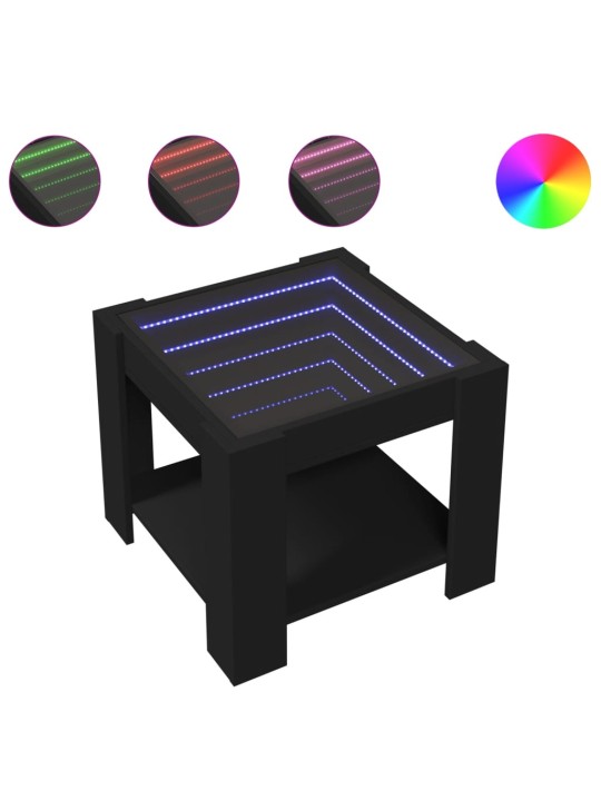 Kafijas galdiņš ar led, melns, 53x53x45 cm, inženierijas koks