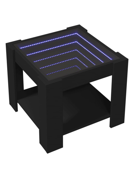 Kafijas galdiņš ar led, melns, 53x53x45 cm, inženierijas koks