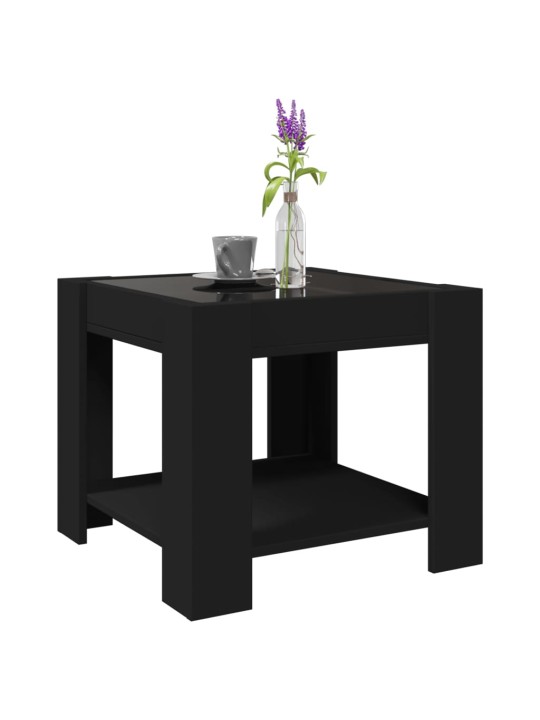 Kafijas galdiņš ar led, melns, 53x53x45 cm, inženierijas koks