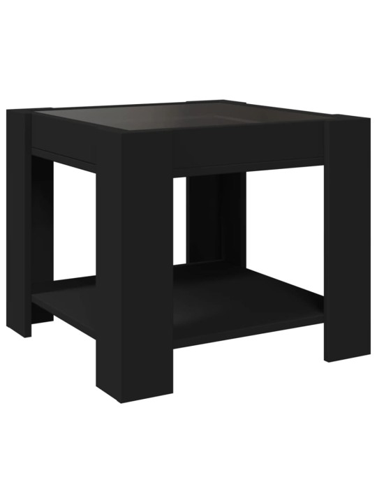 Kafijas galdiņš ar led, melns, 53x53x45 cm, inženierijas koks