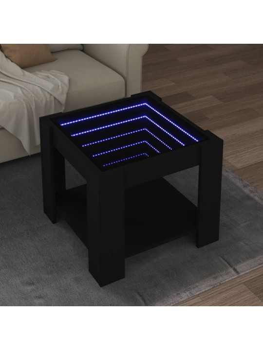 Kafijas galdiņš ar led, melns, 53x53x45 cm, inženierijas koks
