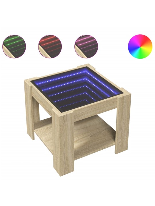 Kafijas galdiņš ar led, ozola, 53x53x45 cm, inženierijas koks