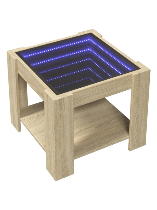 Kafijas galdiņš ar led, ozola, 53x53x45 cm, inženierijas koks