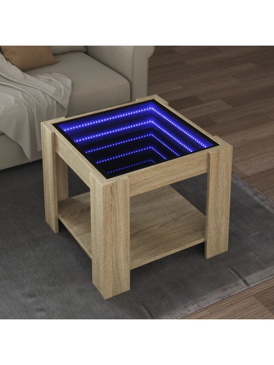 Kafijas galdiņš ar led, ozola, 53x53x45 cm, inženierijas koks