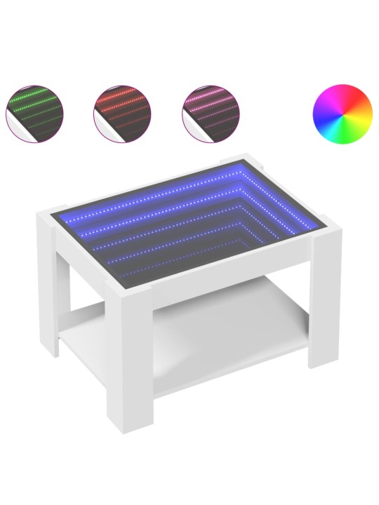 Kafijas galdiņš ar led, balts, 73x53x45 cm, inženierijas koks