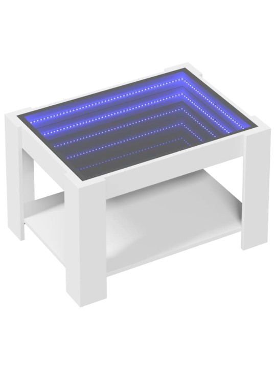 Kafijas galdiņš ar led, balts, 73x53x45 cm, inženierijas koks