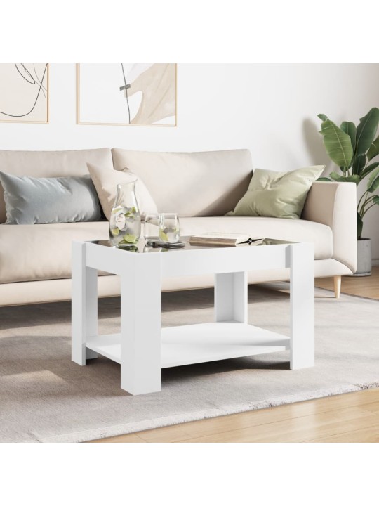 Kafijas galdiņš ar led, balts, 73x53x45 cm, inženierijas koks