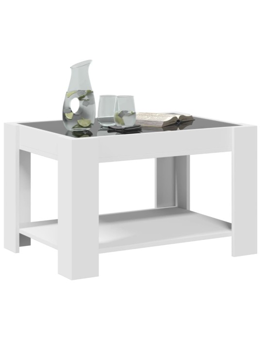 Kafijas galdiņš ar led, balts, 73x53x45 cm, inženierijas koks