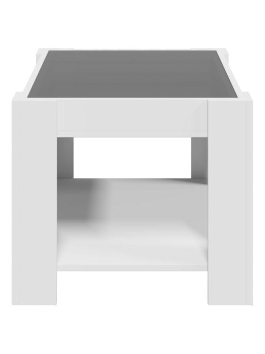Kafijas galdiņš ar led, balts, 73x53x45 cm, inženierijas koks