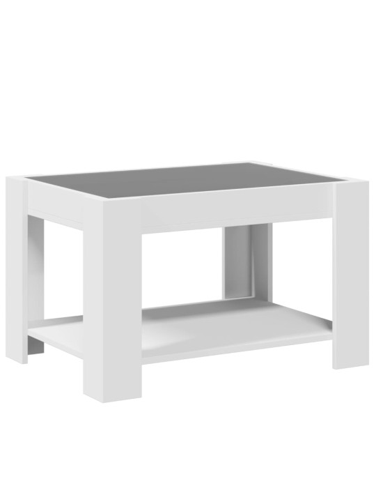 Kafijas galdiņš ar led, balts, 73x53x45 cm, inženierijas koks