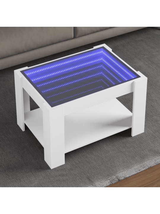 Kafijas galdiņš ar led, balts, 73x53x45 cm, inženierijas koks