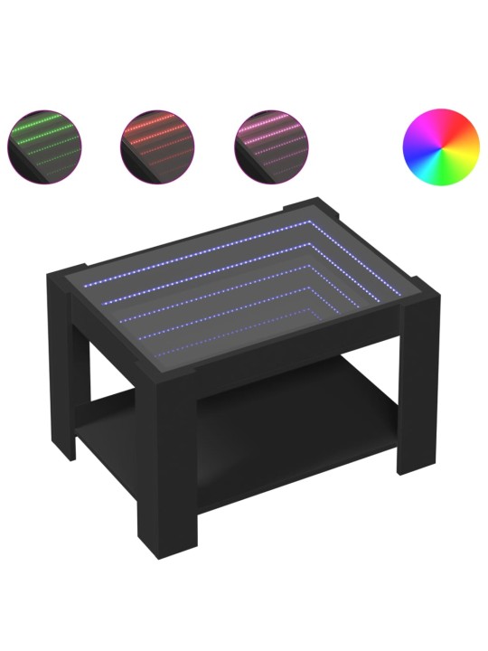 Kafijas galdiņš ar led, melns, 73x53x45 cm, inženierijas koks