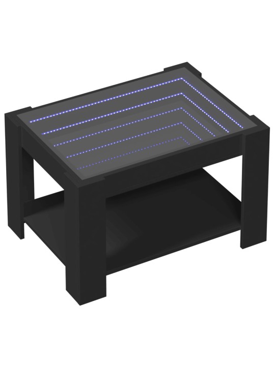 Kafijas galdiņš ar led, melns, 73x53x45 cm, inženierijas koks
