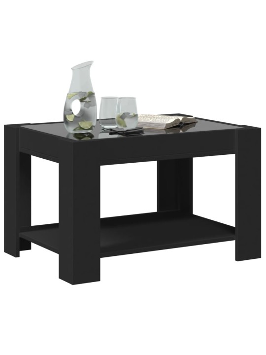 Kafijas galdiņš ar led, melns, 73x53x45 cm, inženierijas koks