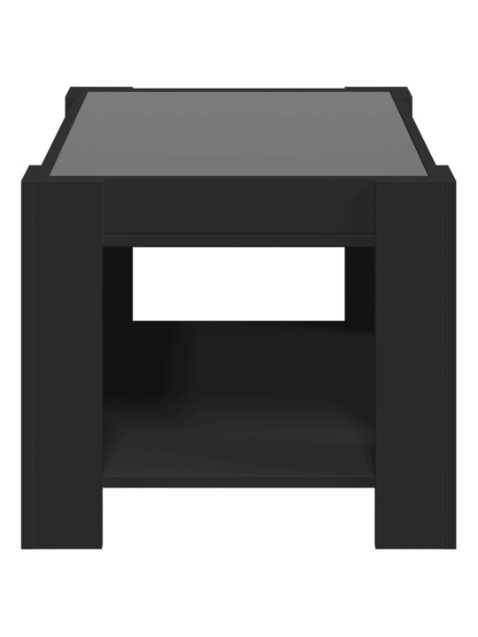 Kafijas galdiņš ar led, melns, 73x53x45 cm, inženierijas koks