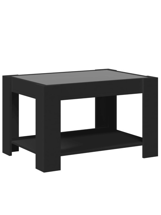 Kafijas galdiņš ar led, melns, 73x53x45 cm, inženierijas koks