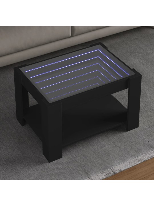 Kafijas galdiņš ar led, melns, 73x53x45 cm, inženierijas koks