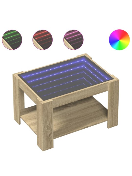 Kafijas galdiņš ar led, ozola, 73x53x45 cm, inženierijas koks