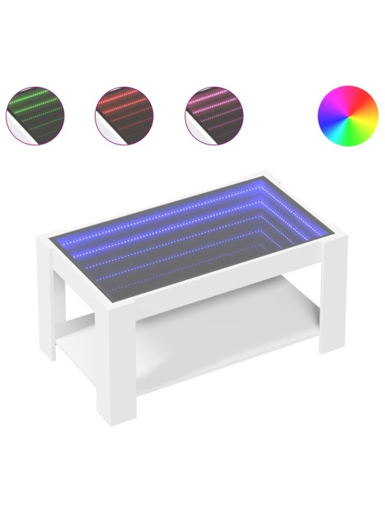 Kafijas galdiņš ar led, balts, 93x53x45 cm, inženierijas koks