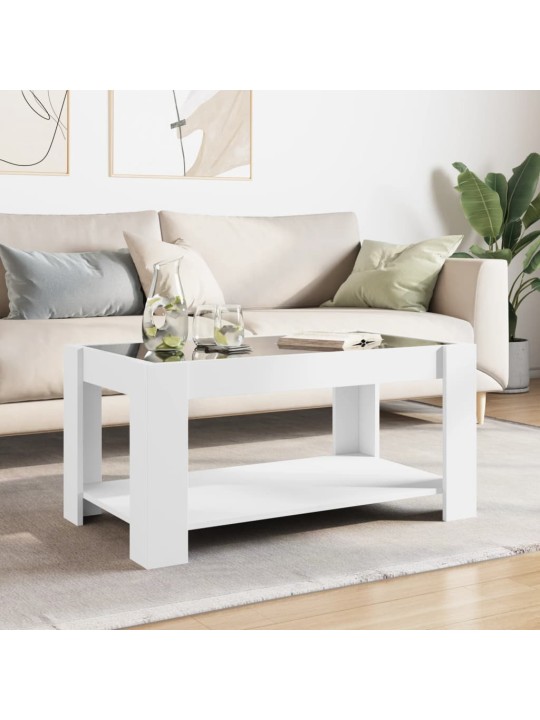Kafijas galdiņš ar led, balts, 93x53x45 cm, inženierijas koks