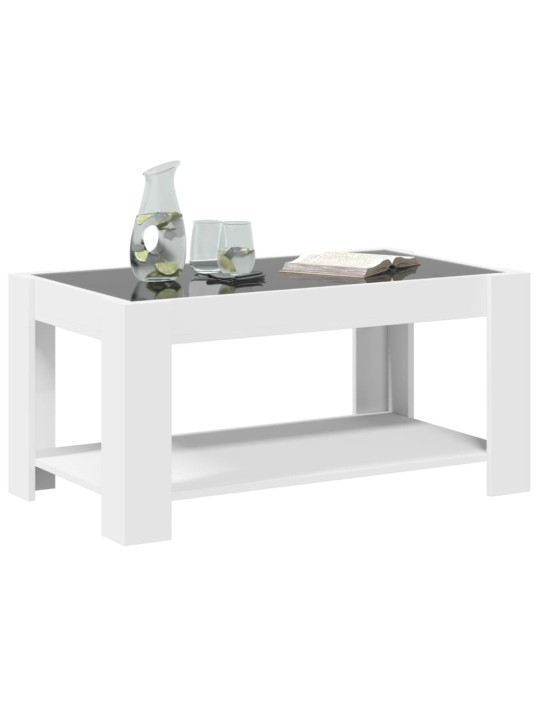 Kafijas galdiņš ar led, balts, 93x53x45 cm, inženierijas koks