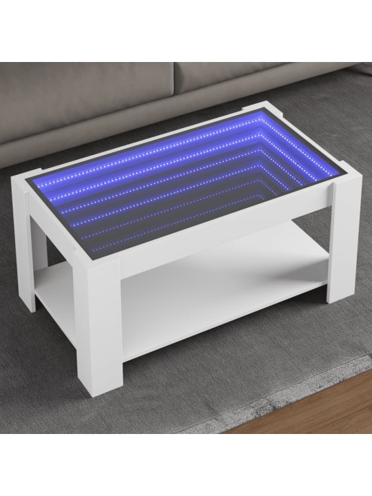 Kafijas galdiņš ar led, balts, 93x53x45 cm, inženierijas koks