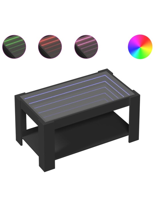 Kafijas galdiņš ar led, melns, 93x53x45 cm, inženierijas koks
