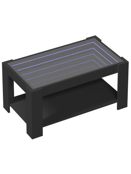Kafijas galdiņš ar led, melns, 93x53x45 cm, inženierijas koks