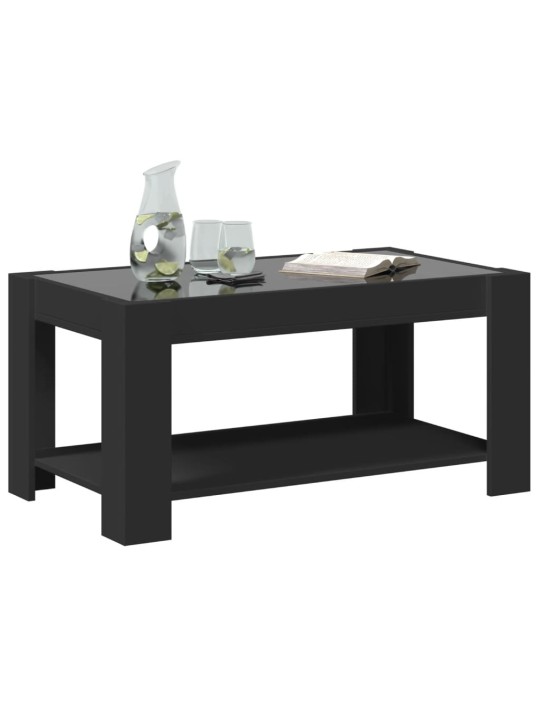 Kafijas galdiņš ar led, melns, 93x53x45 cm, inženierijas koks