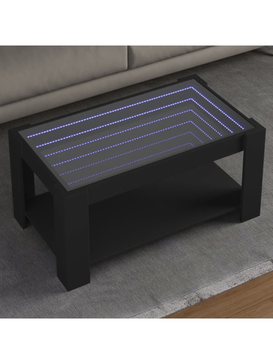 Kafijas galdiņš ar led, melns, 93x53x45 cm, inženierijas koks