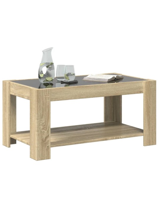 Kafijas galdiņš ar led, ozola, 93x53x45 cm, inženierijas koks