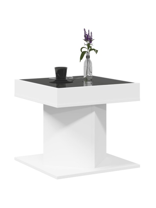 Kafijas galdiņš ar led, balts, 50x50x45 cm, inženierijas koks