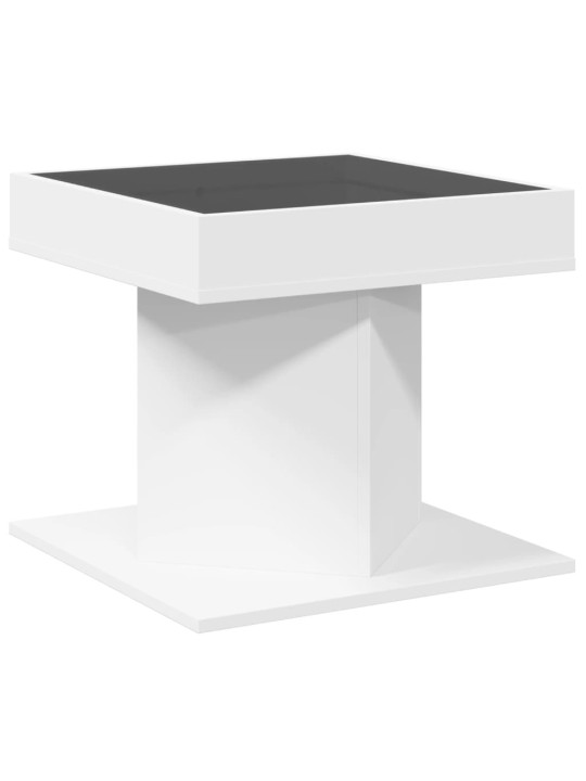 Kafijas galdiņš ar led, balts, 50x50x45 cm, inženierijas koks
