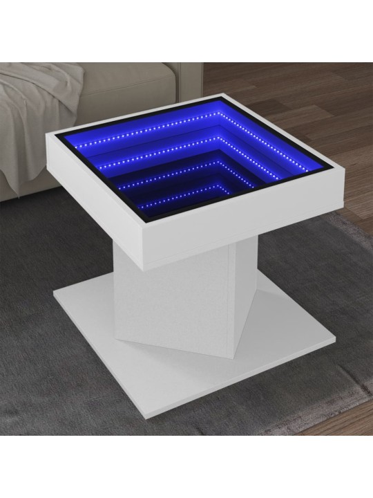 Kafijas galdiņš ar led, balts, 50x50x45 cm, inženierijas koks