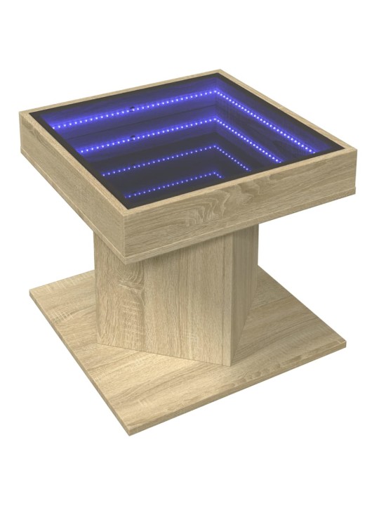 Kafijas galdiņš ar led, ozola, 50x50x45 cm, inženierijas koks
