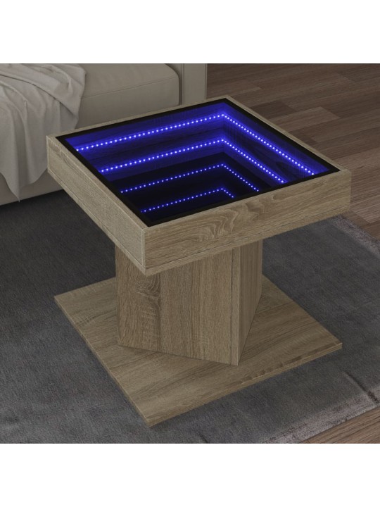 Kafijas galdiņš ar led, ozola, 50x50x45 cm, inženierijas koks