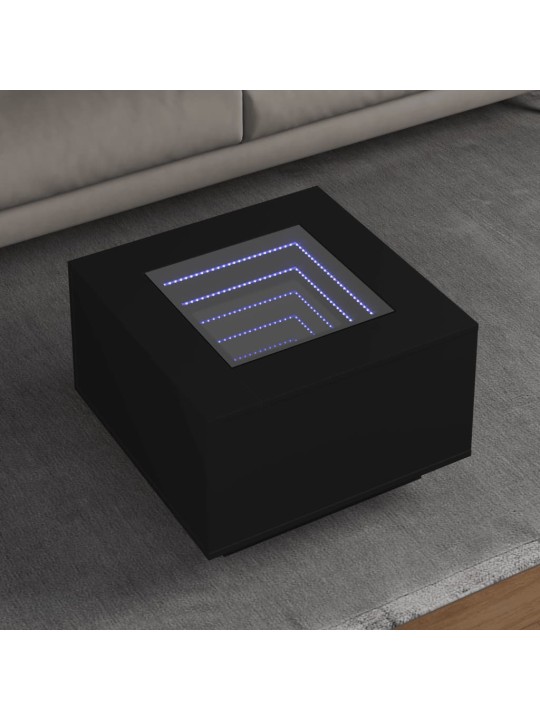 Kafijas galdiņš ar led, melns, 60x60x40 cm, inženierijas koks