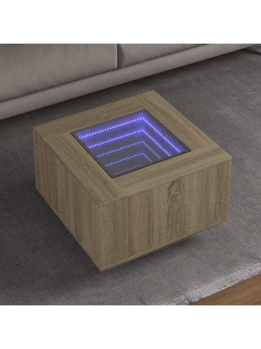 Kafijas galdiņš ar led, ozola, 60x60x40 cm, inženierijas koks