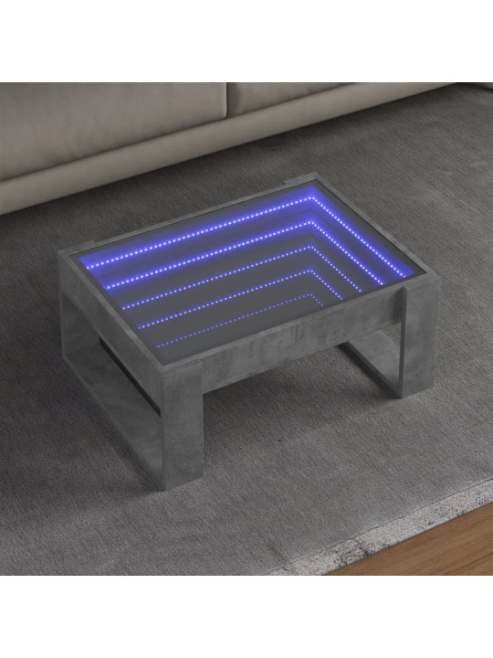 Kafijas galdiņš ar led, betona pelēks, 70x53x30 cm