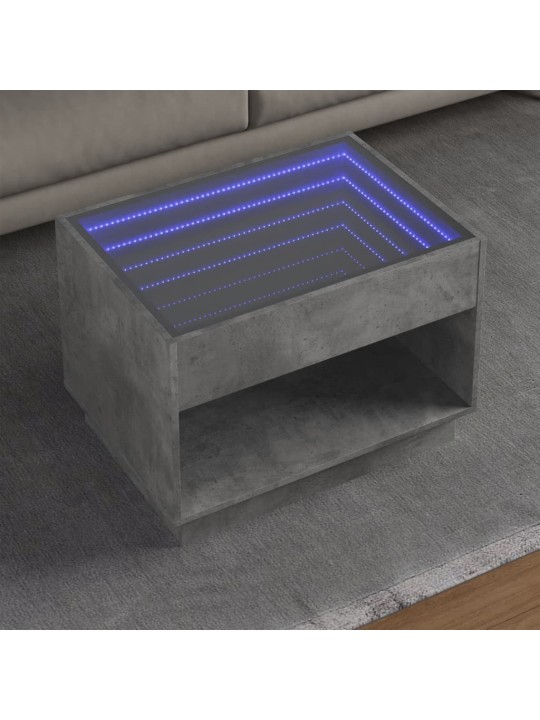 Kafijas galdiņš ar led, betona pelēks, 70x50x50 cm
