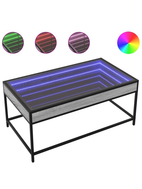 Kafijas galdiņš ar led, pelēka ozolkoka krāsa, 90x50x41 cm