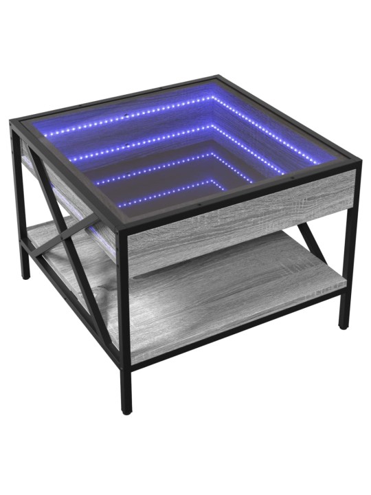 Kafijas galdiņš ar led, pelēka ozolkoka krāsa, 50x50x38 cm