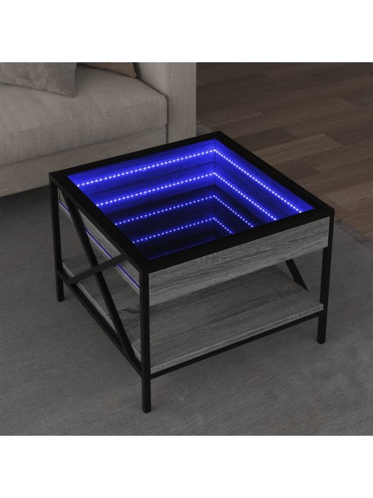 Kafijas galdiņš ar led, pelēka ozolkoka krāsa, 50x50x38 cm