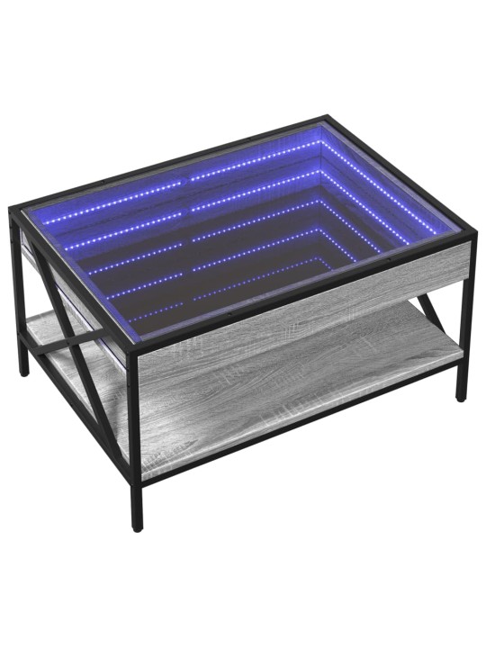 Kafijas galdiņš ar led, pelēka ozolkoka krāsa, 70x50x38 cm