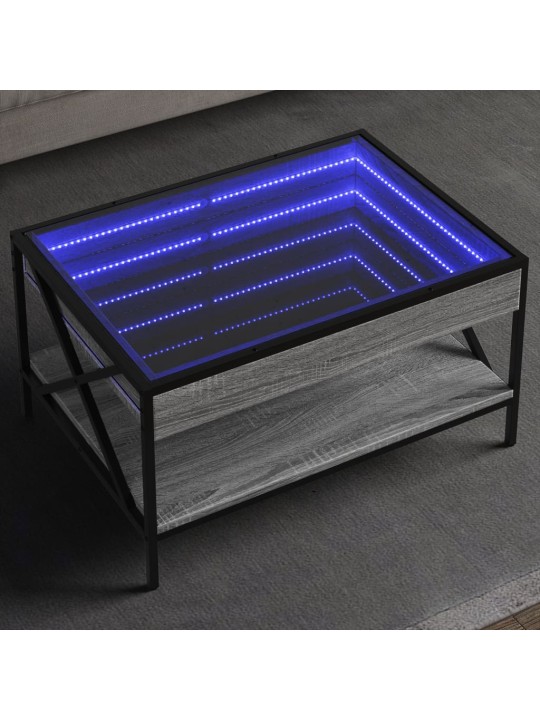 Kafijas galdiņš ar led, pelēka ozolkoka krāsa, 70x50x38 cm