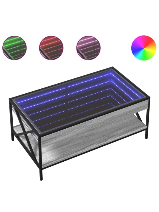 Kafijas galdiņš ar led, pelēka ozolkoka krāsa, 90x50x38 cm