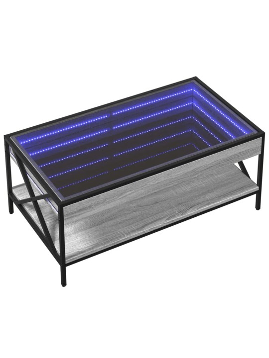 Kafijas galdiņš ar led, pelēka ozolkoka krāsa, 90x50x38 cm