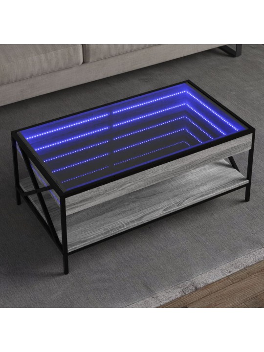 Kafijas galdiņš ar led, pelēka ozolkoka krāsa, 90x50x38 cm