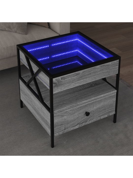 Kafijas galdiņš ar led, pelēka ozolkoka krāsa, 50x50x51 cm