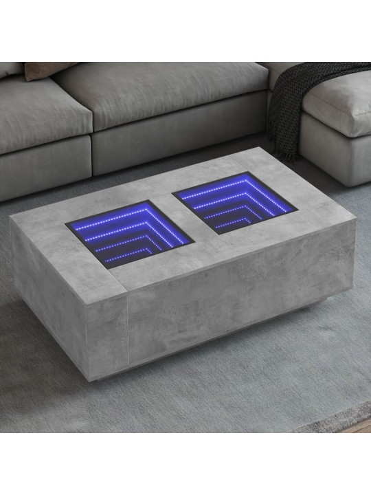 Kafijas galdiņš ar led, betona pelēks, 116x69x40 cm